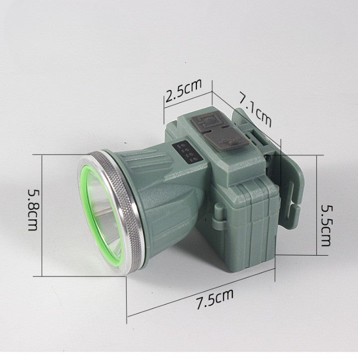 Lanterna LED de Montat pe Cap, Klevo, cu Raza Lunga de Zoom, Reincarcabila USB, Far Telescopic, Rezistent la Apa, Reglabil, pentru Pescuit in Aer Liber, Camping, Lumina Puternica, Lanterna, 7.5x5.8x5.5 cm, Verde