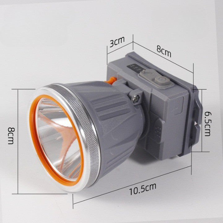 Lanterna LED de Montat pe Cap, Klevo, cu Raza Lunga de Zoom, Reincarcabila USB, Far Telescopic, Rezistent la Apa, Reglabil, pentru Pescuit in Aer Liber, Camping, Lumina Puternica, Lanterna, 10.5x8x6.5 cm, Gri