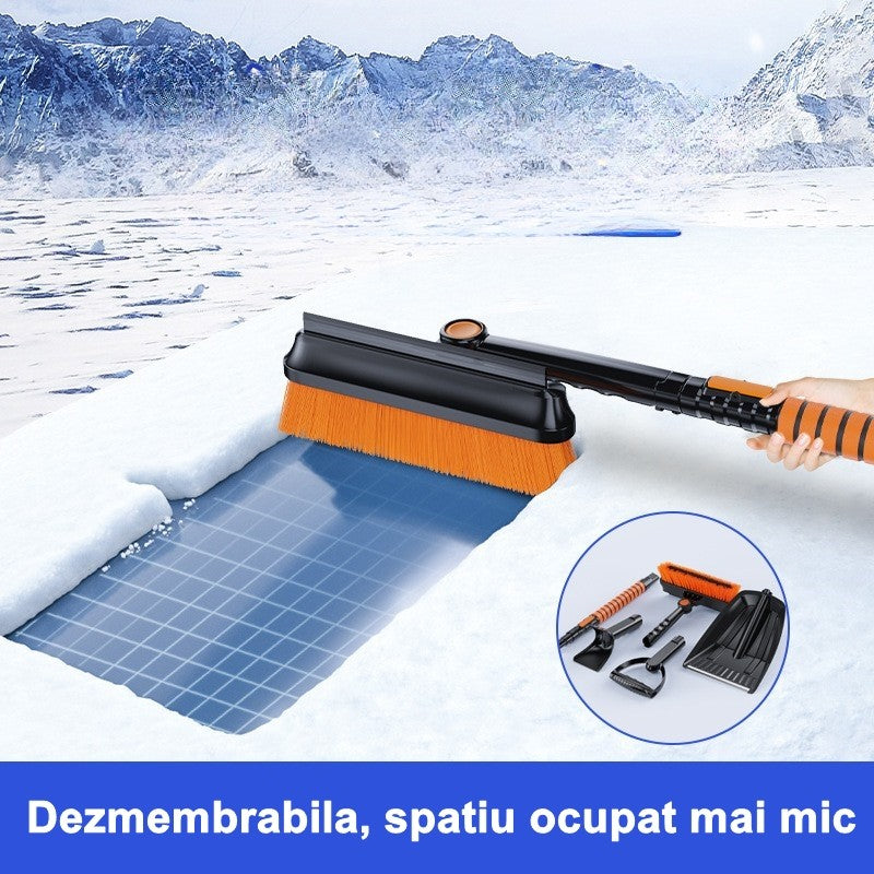 Perie si Racleta Rotativa 3 in 1, Klevo, Perie Auto pentru Zapada, Telescopica, Detasabila, Material Aluminiu si ABS, 100 x 25 cm, Negru