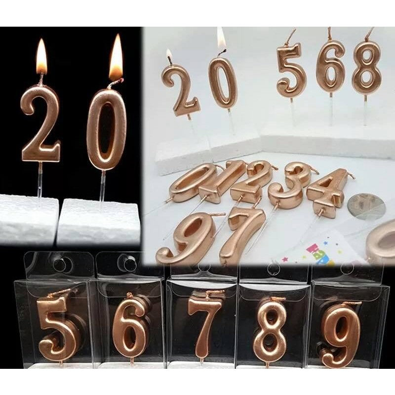 Lumanare de Tort, Klevo, Model Cifra 9, Party, 4.5 x 2.5 cm, din Parafina, Rose Gold