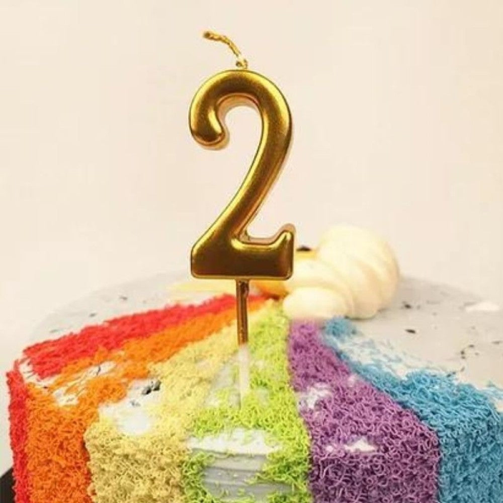 Lumanare de Tort, Klevo, Model Cifra 2, Party, 4.5 x 2.5 cm, din Parafina, Auriu