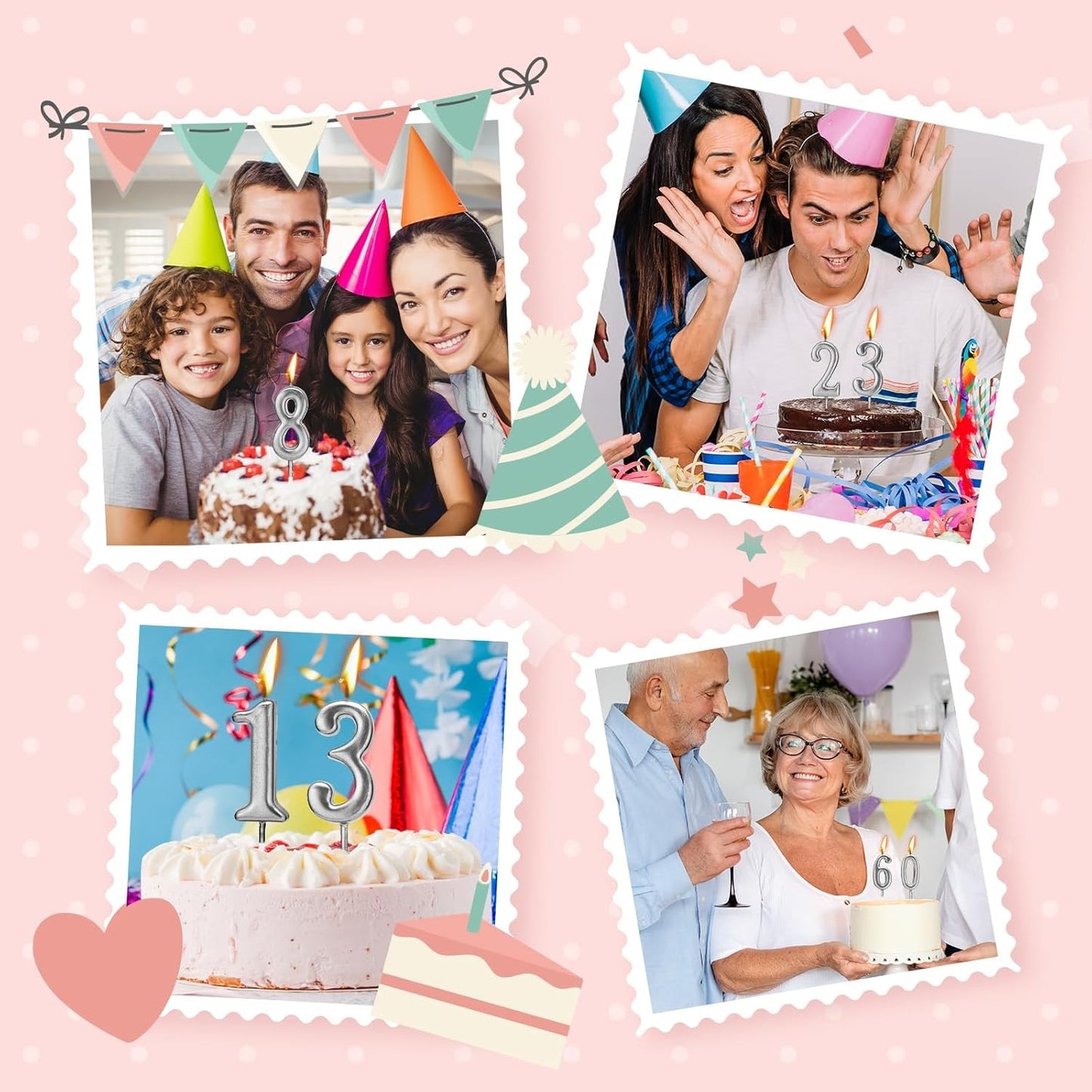 Lumanare de Tort, Klevo, Model Cifra 9, Party, 4.5 x 2.5 cm, din Parafina, Argintiu