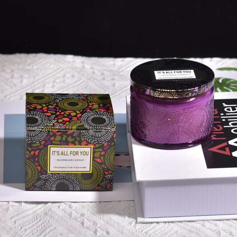 Lumanare Parfumata, Klevo, Model Borcan, Mov, Aroma de Ceai Alb