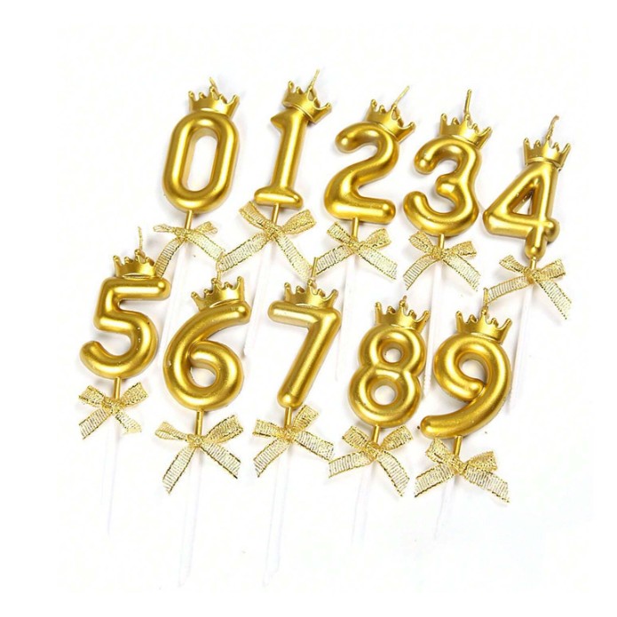 Lumanare pentru Tort Cifra 7, Model Coroana, Gold, Klevo, Party