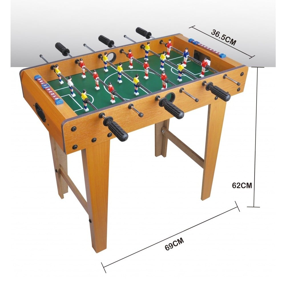 Masa de Fotbal cu Teren, Klevo, cu Picioare, 6 Manere, Tablou de Scor, 69 x 62 x 36.5 cm, din Lemn/Otel/ABS, Maro
