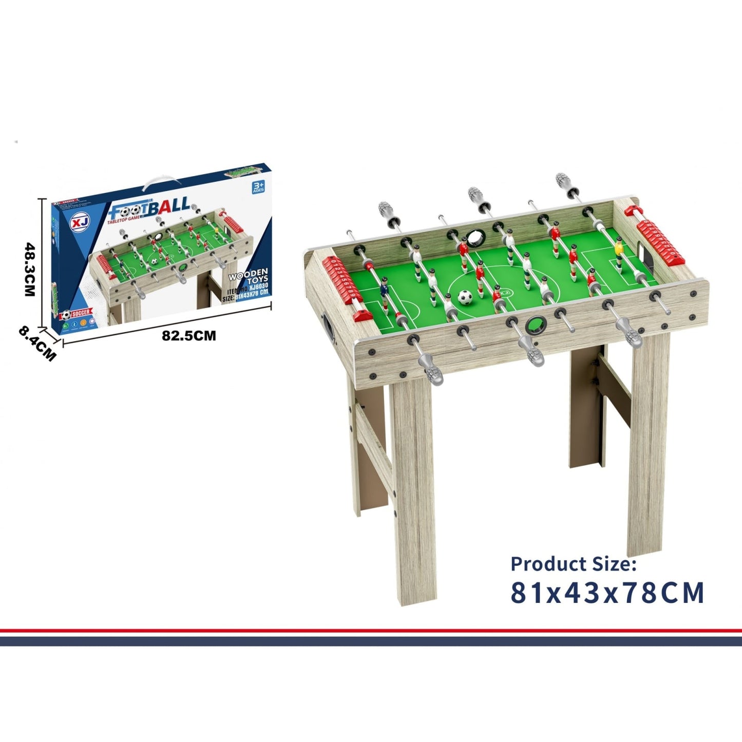Masa de Fotbal cu Teren si 18 Jucatori Klevo, 6 Manere, cu Tablou pentru Scor, din Metal, Lemn si ABS, 81 x 43 x 78 cm, cu Picioare, pentru copii/adulti, Gri