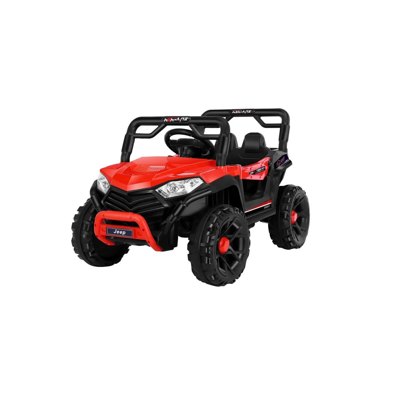Masinuta Electrica Klevo, pe 4 Roti, Tip Jeep, cu Telecomanda Bluetooth, 2 Usi,cu Acumulator, Sistem Anti-Rasturnare, Sistem de Lumini si Sunet, 2-8 Ani, 100 x 61 x 62 cm, Rosu