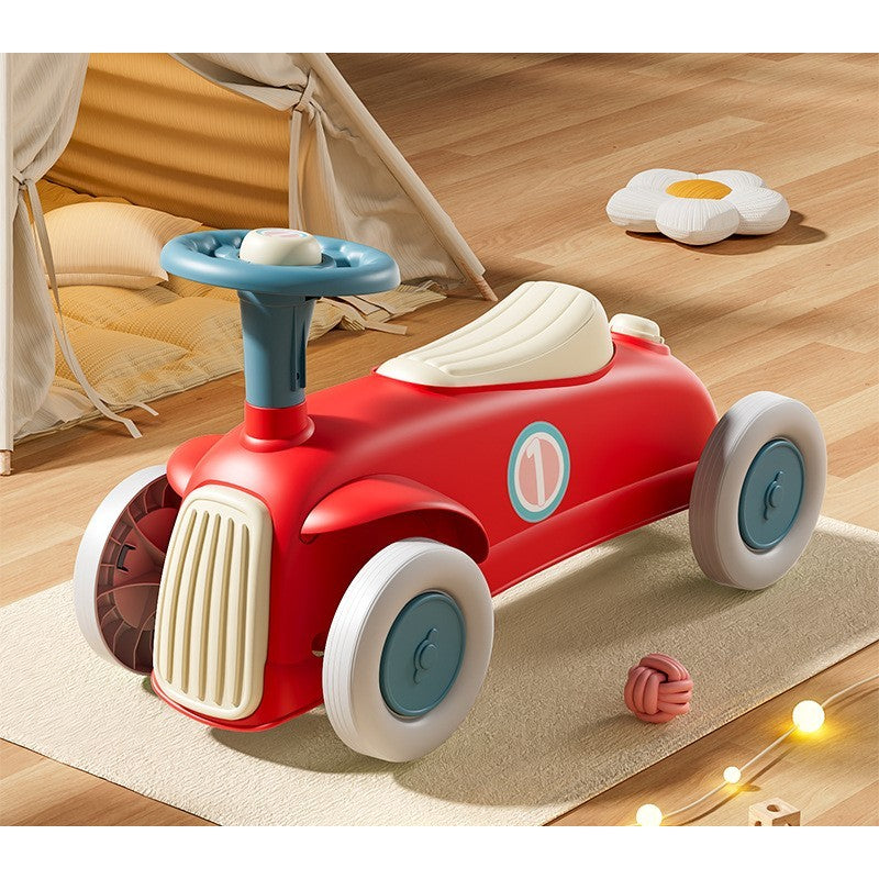 Masinuta Ride-On Klevo, cu Sistem Anti-Rasturnare, Claxon pe Volan, 1-6 Ani, 60 x 28 x 34 cm, Rosu-Crem