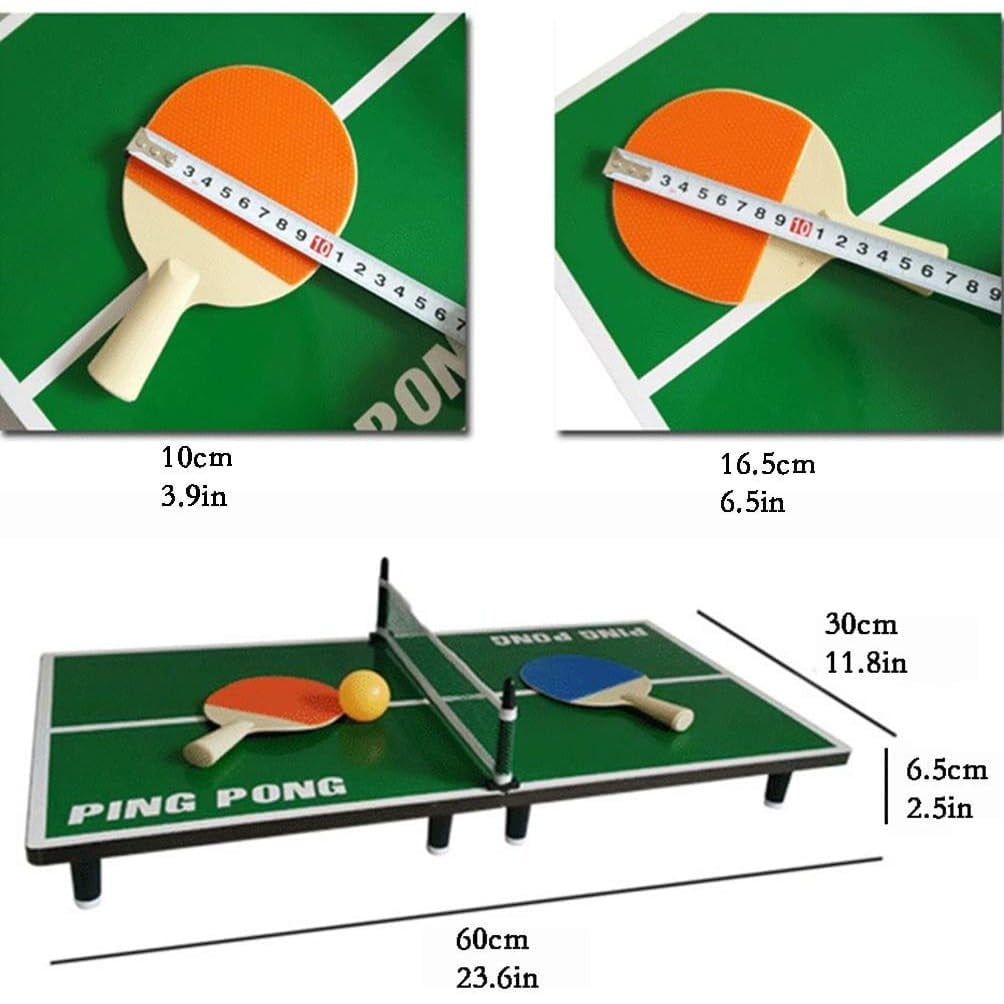 Mini Masa de Ping Pong Klevo, pentru interior, Material Lemn, 60 x 10 x 30 cm, 2 mingi, portabila, verde