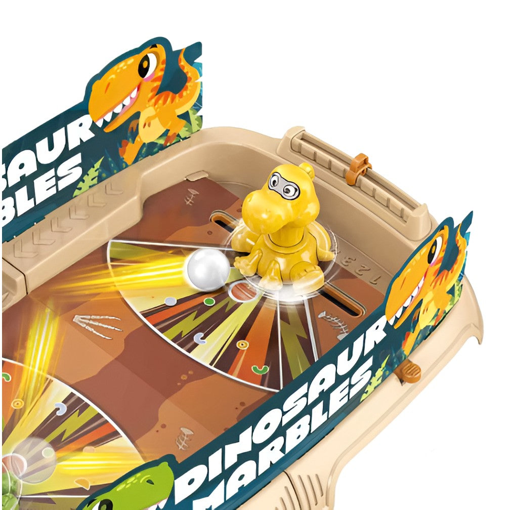 Joc de Masa Interactiv Dino Marbles pentru Copii, Klevo, 4 Mingi, Tabela Scor, 40.7x27x14 cm, Maro
