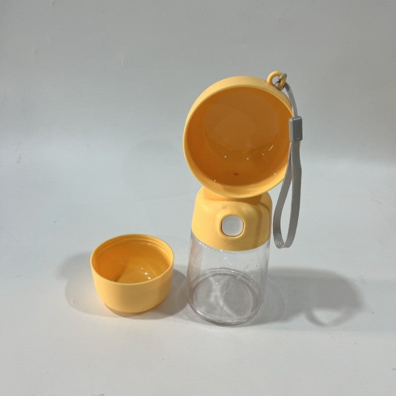 Sticla Animale, Klevo, Portabila, pentru Hrana si Apa, din ABS, 400 ml/182 ml, 25.5 x 8 x 9 cm, Galben