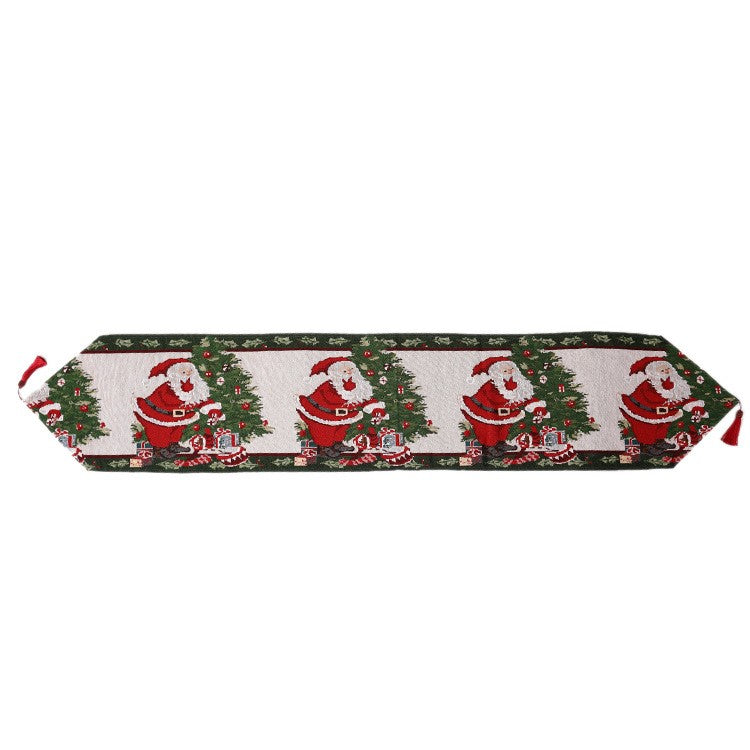 Napron Decorativ pentru Masa, Klevo, Model Mos Craciun, Tematica Craciun, 35 x 180 cm, Rosu/Verde