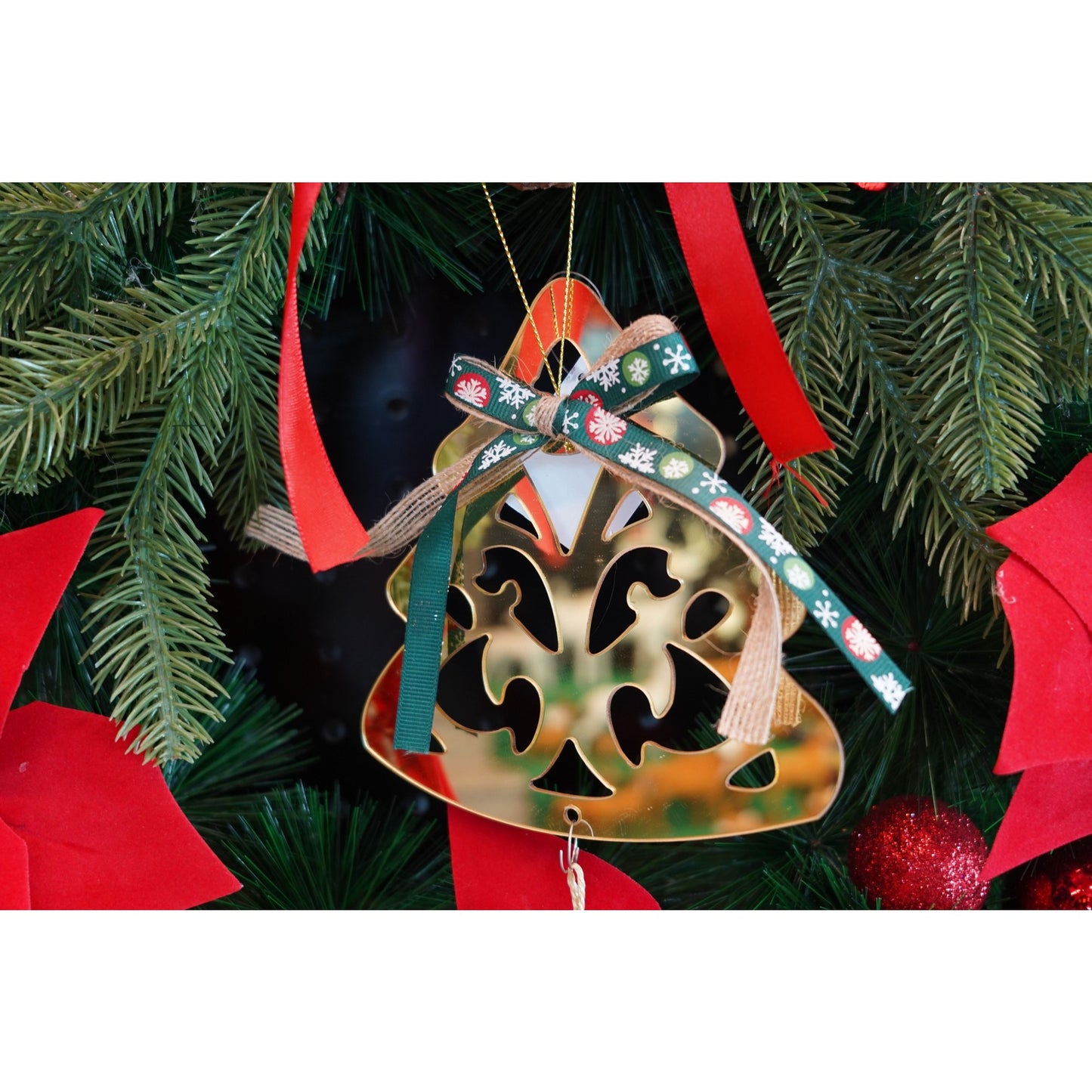 Ornament brad, Klevo, Brad, Auriu, Lucios, 15*28CM, Acril, Interior/ Exterior