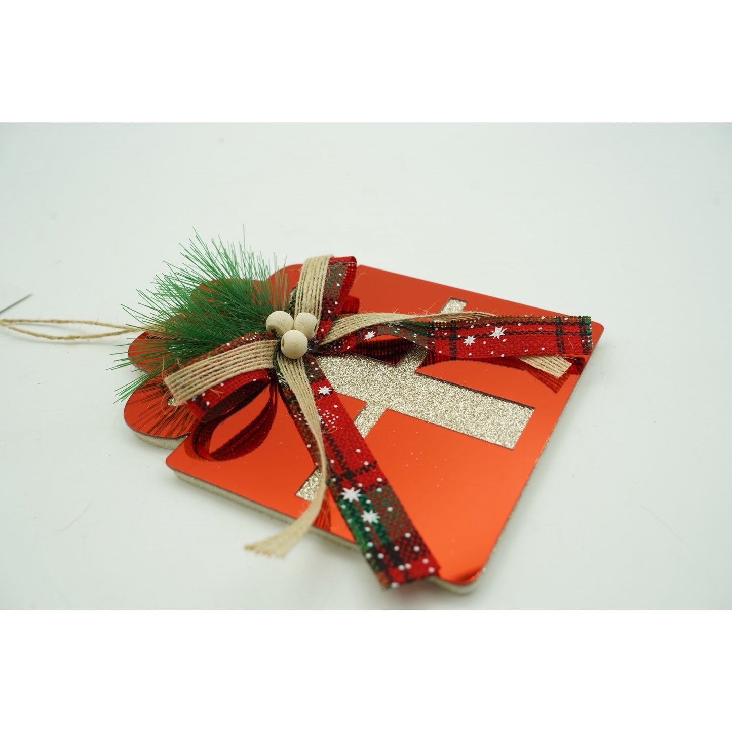Ornament brad, Klevo, Cadou, Rosu, Lucios, 15*15CM, Acril, Interior/ Exterior