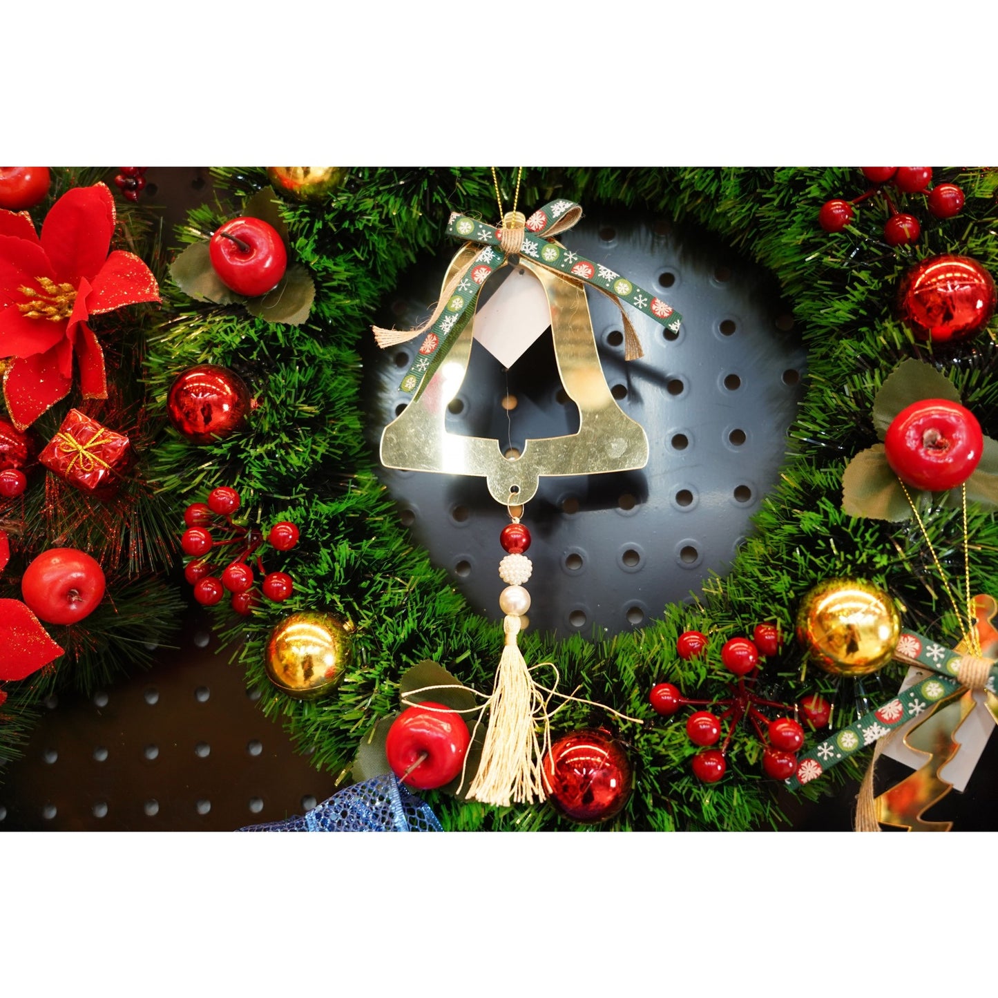Ornament brad, Klevo, Clopotel, Auriu, Lucios, 14*28CM, Acril, Interior/ Exterior