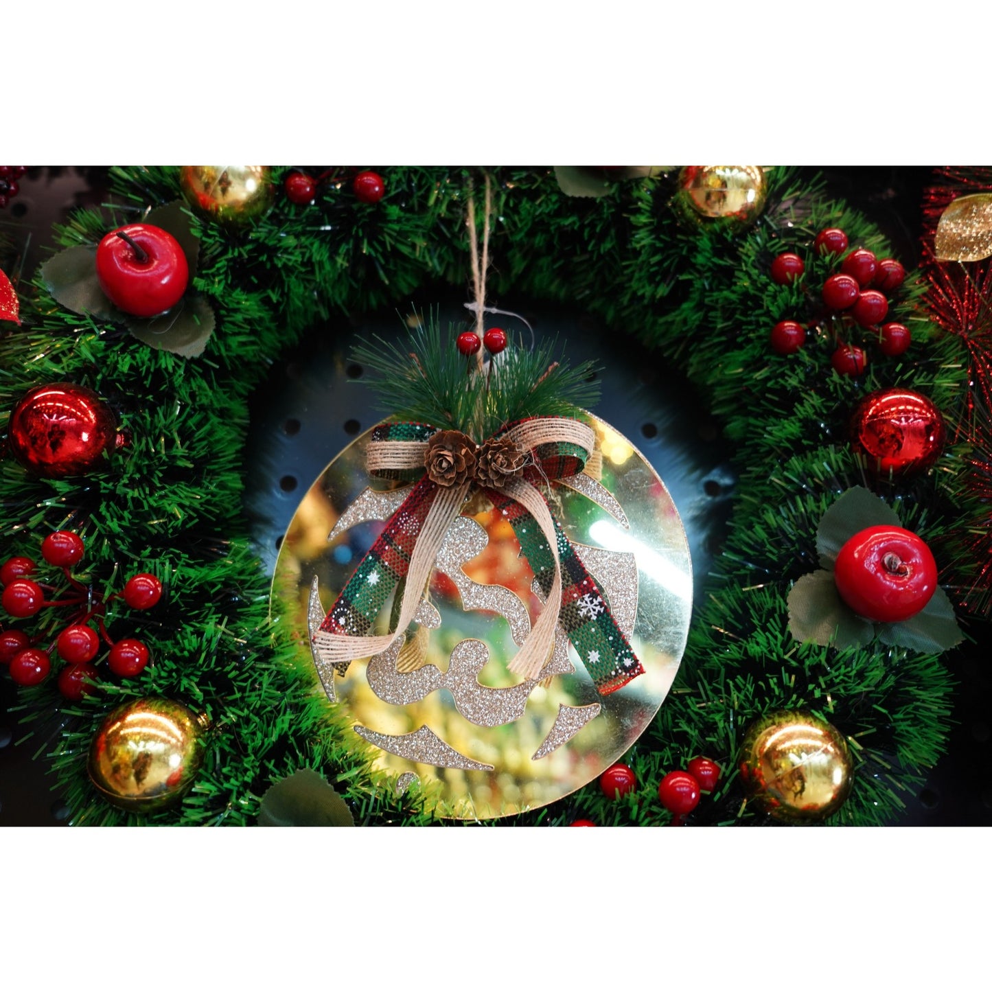 Ornament brad, Klevo, Glob, Auriu, Lucios, 17*17CM, Acril, Interior/ Exterior