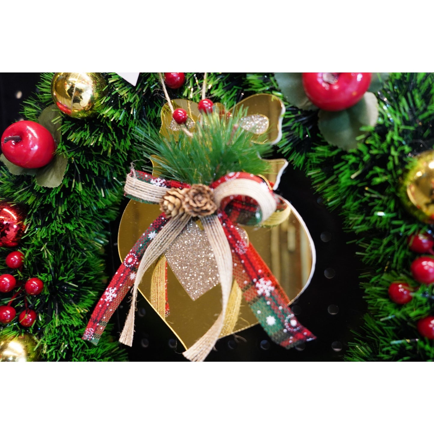 Ornament brad, Klevo, Inima, Auriu, Lucios, 15*16CM, Acril, Interior/ Exterior