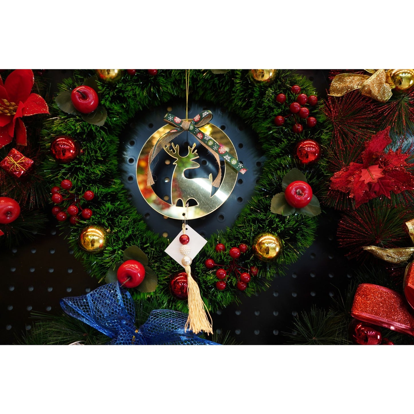 Ornament brad, Klevo, Ren, Auriu, Lucios, 15*25CM, Acril, Interior/ Exterior