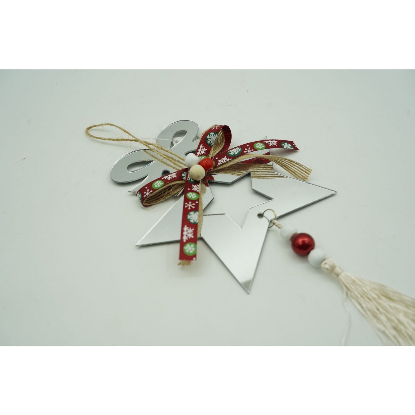 Ornament brad, Klevo, Stea, Argintiu, Lucios, 14*26CM, Acril, Interior/ Exterior