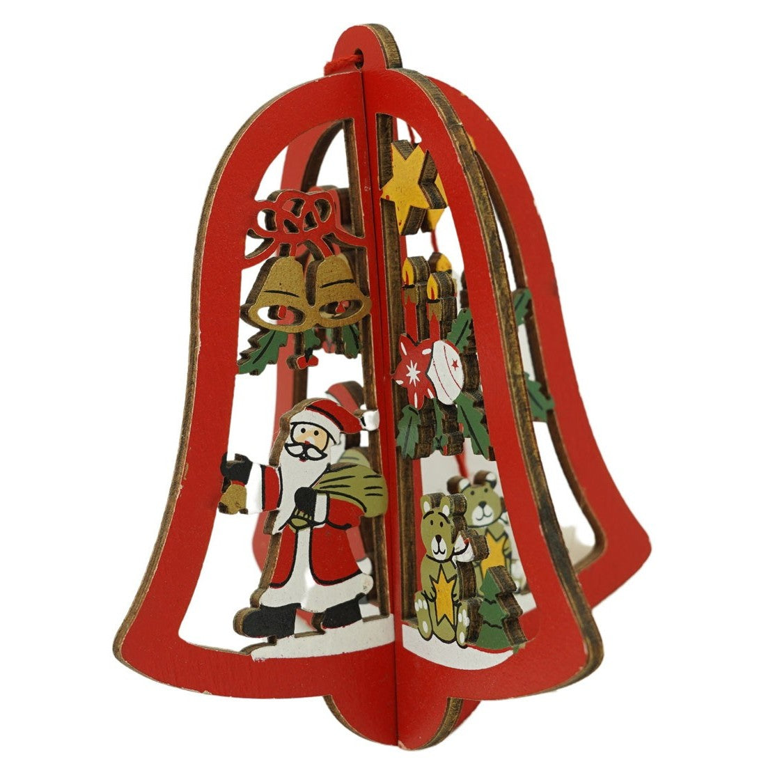 Ornament de brad clopotel, Klevo, multicolor, lemn, 10.5x9.5 cm