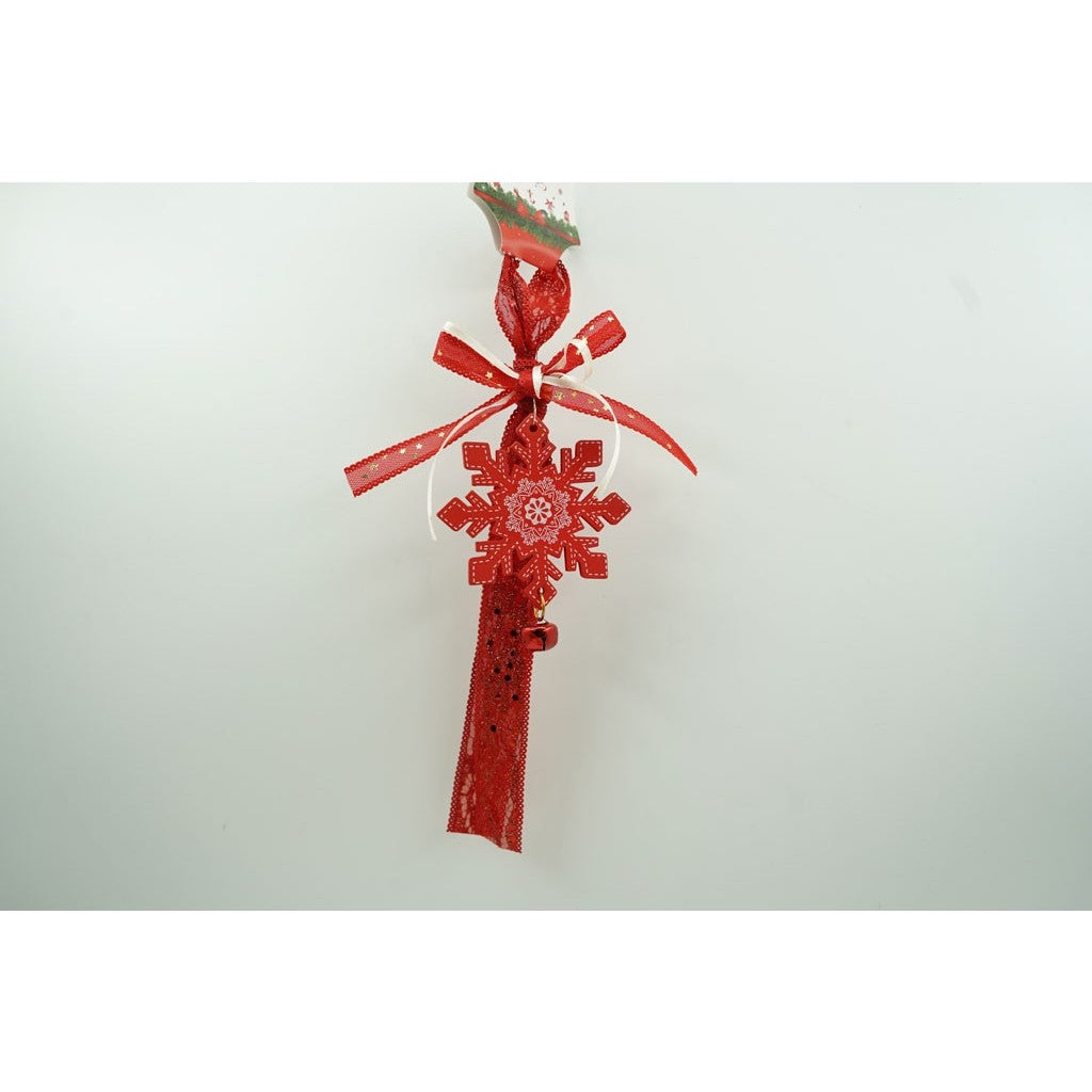 Ornament de brad fulg de nea, Klevo, rosu, lemn, 25 cm