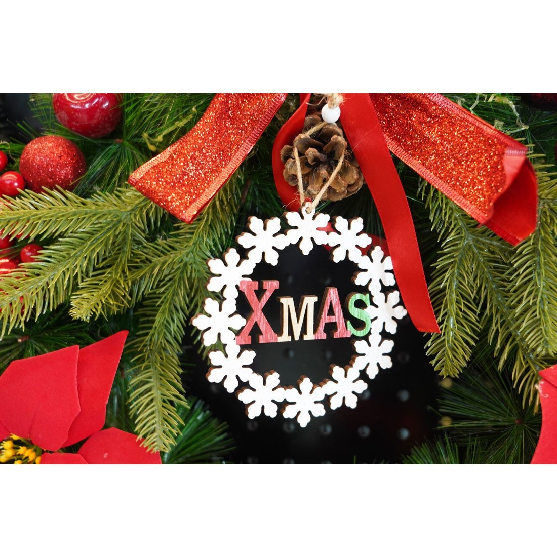 Ornament de brad Xmas, Klevo, multicolor, lemn, 12 cm