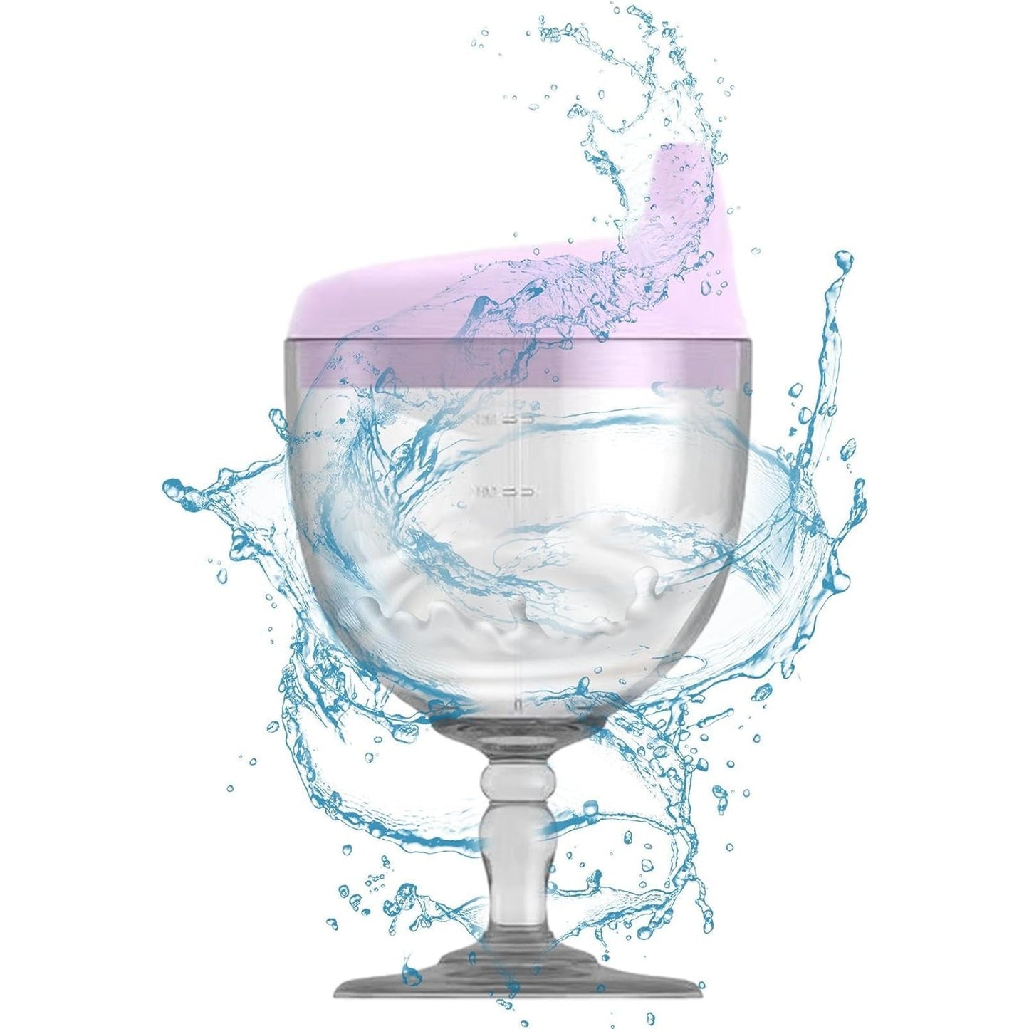 Pahar din Plastic Transparent cu Picior, Klevo, pentru Copii, 14 x 7.7 cm, cu Cioc Antiscurgere, + 3 Ani, Fara Maner, Mov