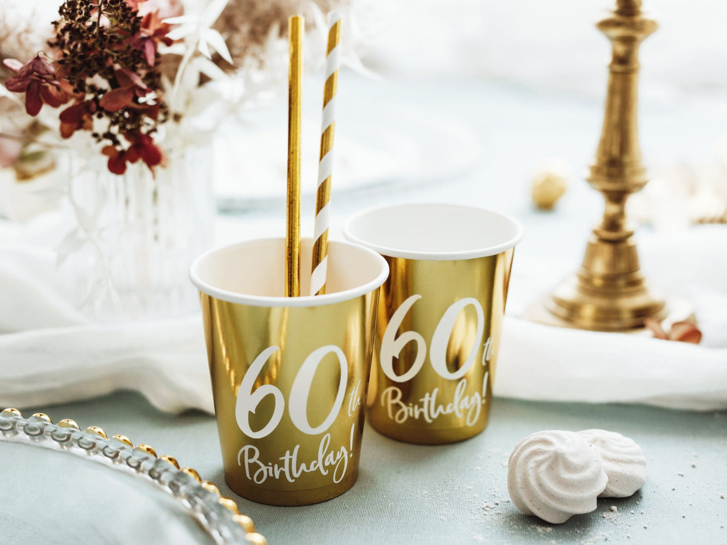 Pahare 60 de ani, aurii, 220 ml (1 set. / 6 buc.)