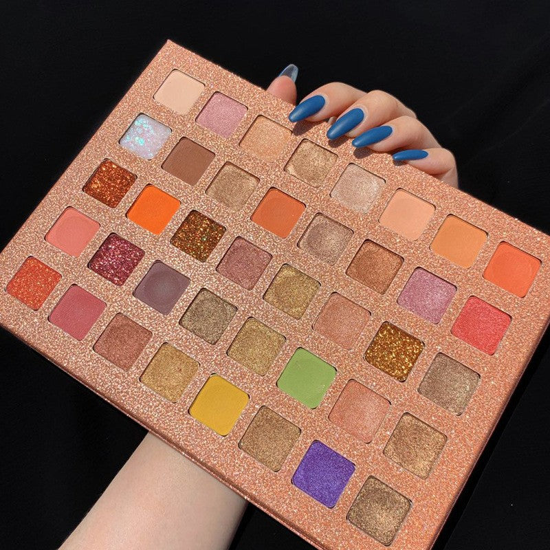Paleta de farduri cu 40 de culori pigmentate, Roz cu sclipici, Klevo