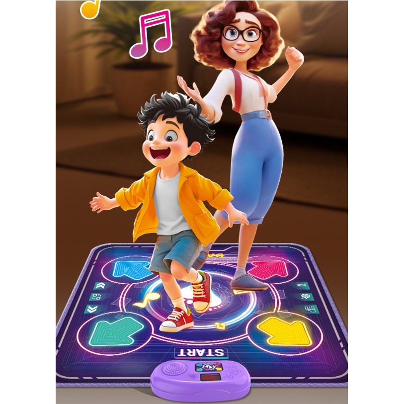 Jucarie Interactiva, Klevo, Covor Muzical de Dans, 4-6 Ani, Bluetooth, 4 Moduri, 90 x 90 cm, Mov