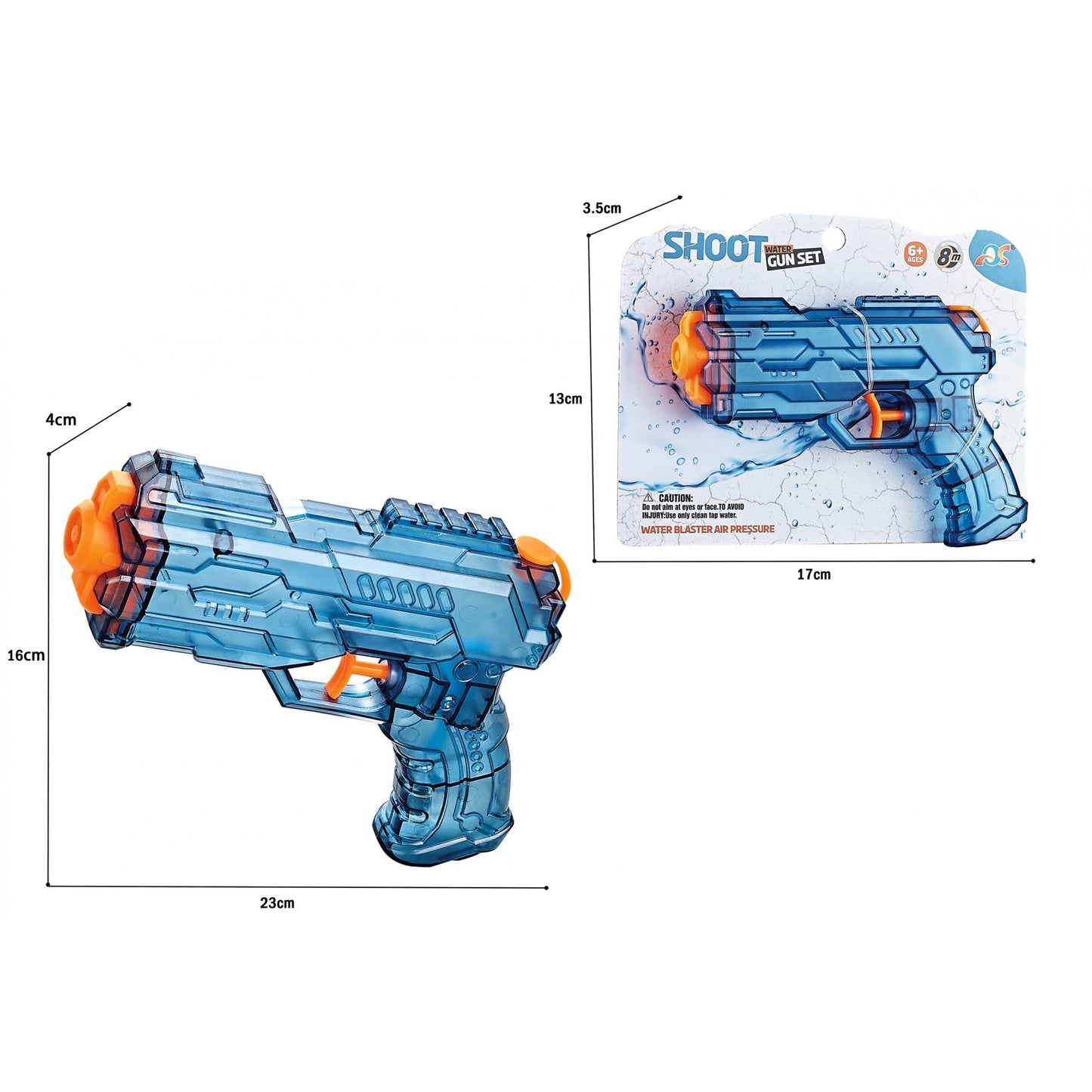 Pistol cu Apa, Klevo, Pistol cu Apa pentru Copii, Manual, din Plastic, 23 x 16 x 4 cm, rezervor 250 ml, Albastru