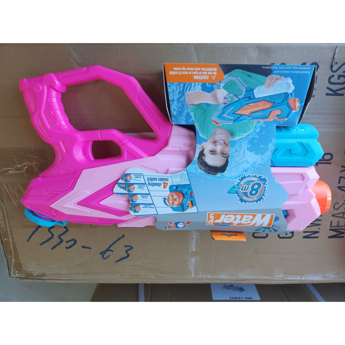 Pistol cu Apa pentru Copii, Klevo, Rezervor 900ml, Raza de Actiune 8m, 6ani+, 4 Duze, Roz