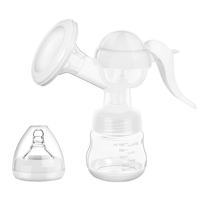 Pompa de San Manuala Multifunctionala, Klevo, Portabila, cu Tetina pentru Biberon, Anti-Scurgere, Anti-Reflux, 17x18 cm, 150 mL, Silicon, Recipient Transparent, Alb