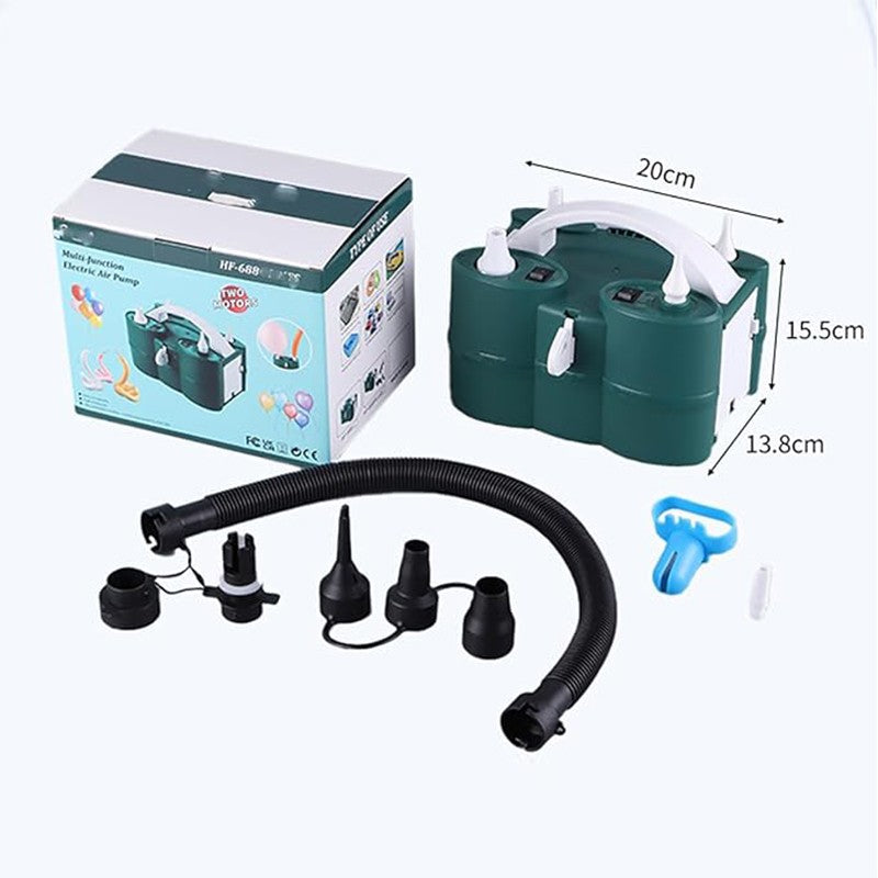 Pompa Electrica de Umflat Baloane, Klevo, cu Doua Iesiri, Accesorii Incluse, 220V, Putere 600W, Accesorii petrecere, Verde