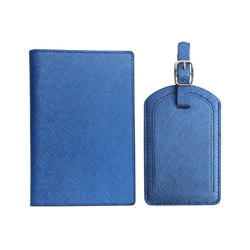 Portofel pentru Pasaport si Carduri, Klevo, 23x16 cm, 70g, din Piele PU, Suport Pix, Accesoriu Suport Eticheta, Unisex, Multifunctional, Albastru