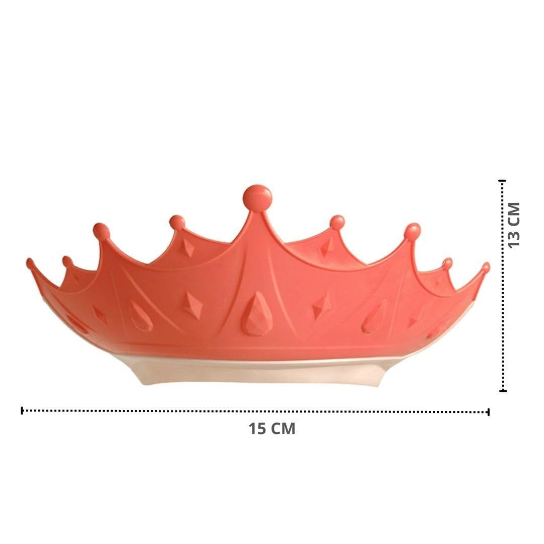 Viziera de Protectie Baie Pentru Copii, Fippy, Model Coroana, Dimensiune ajustabila, Durabil, Usor de curatat, Impotriva Samponului, pentru Ochi si Urechi, TPE+PP, 15x13 cm, Rosu