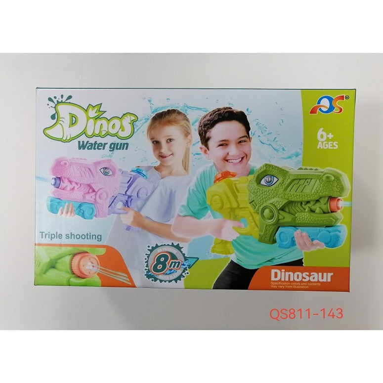 Set 2x Pistol cu Apa pentru Copii, Rezervor, Pentru Piscina/Plaja, Klevo, 6ani+, Tiranozaur, Roz + Verde,660 ML