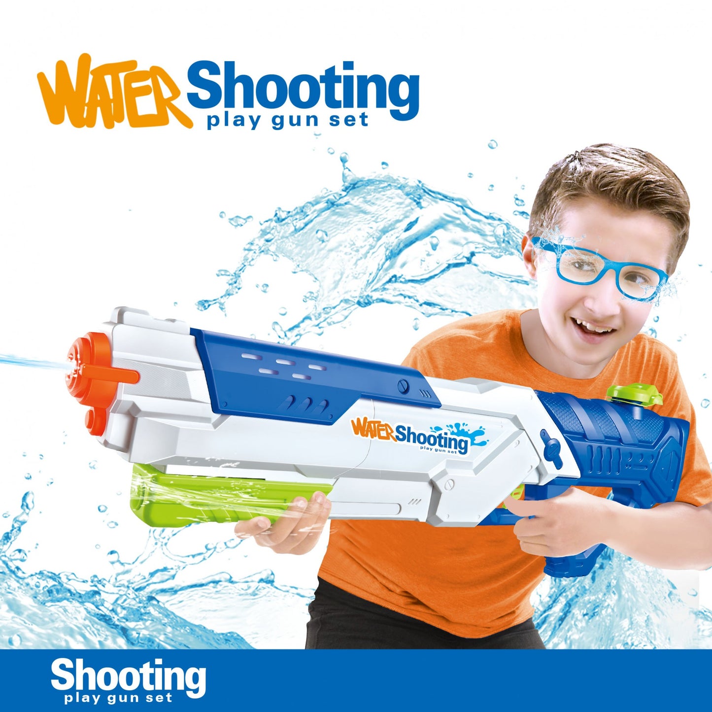 Pistol cu Apa pentru Copii, Rezervor, Pentru Piscina/Plaja, Klevo, 6ani+, Multicolor, 1200ML