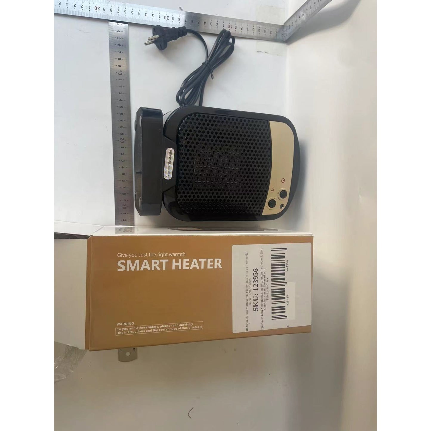 Radiator electric vertical mic Klevo, incalzitor cu 3 trepte de putere , 1800w, negru