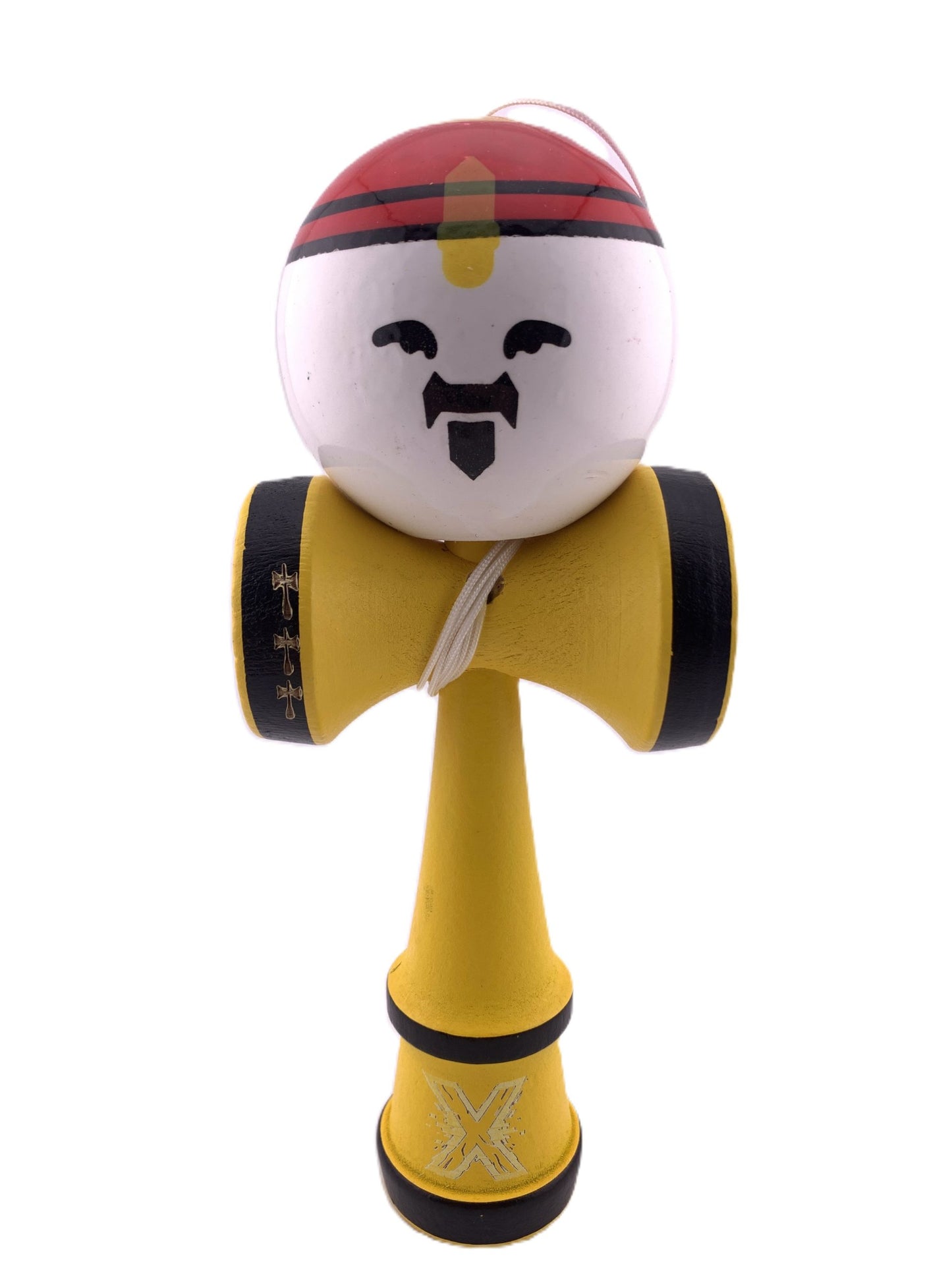 RESIGILAT - Kendama X Originala, Profesionala, Klevo, Big Cups V2, Model Rege Super Sticky Legendary Cupe Mari, Rulment Metalic cu Ata 55 cm, Maner