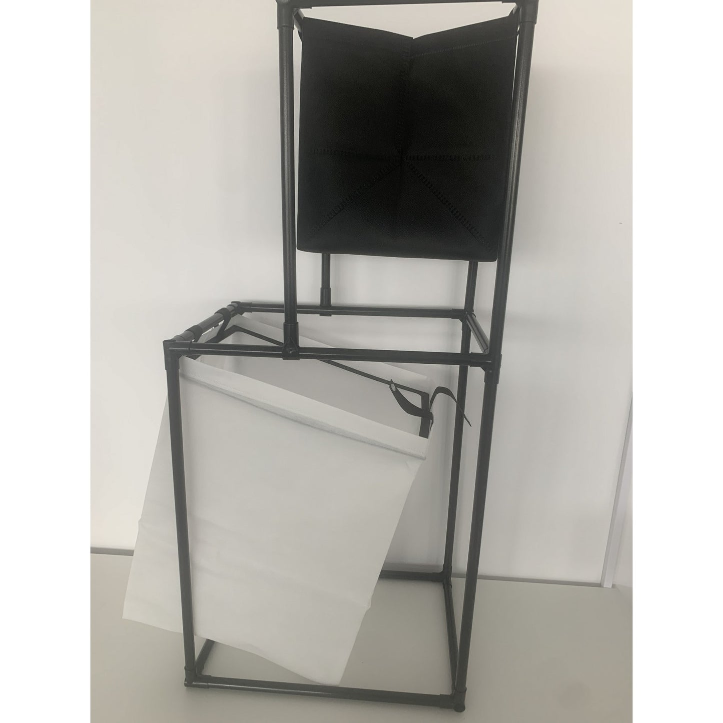 RESIGILIAT - Cos de Rufe, Klevo, cu 2 Etaje, 2 Cosuri, Cadru de Otel Inoxidabil, 97x44x31 cm, Negru