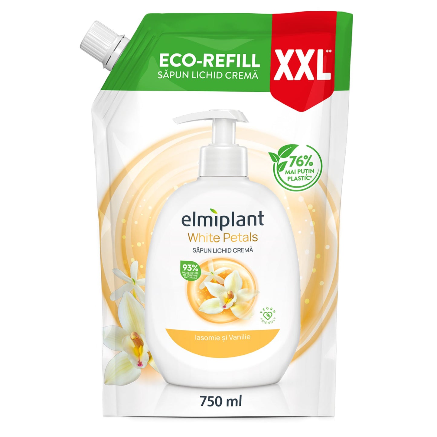 Rezerva Sapun Lichid Crema, Elmiplant, Iasomie si Vanilie, 750 ml