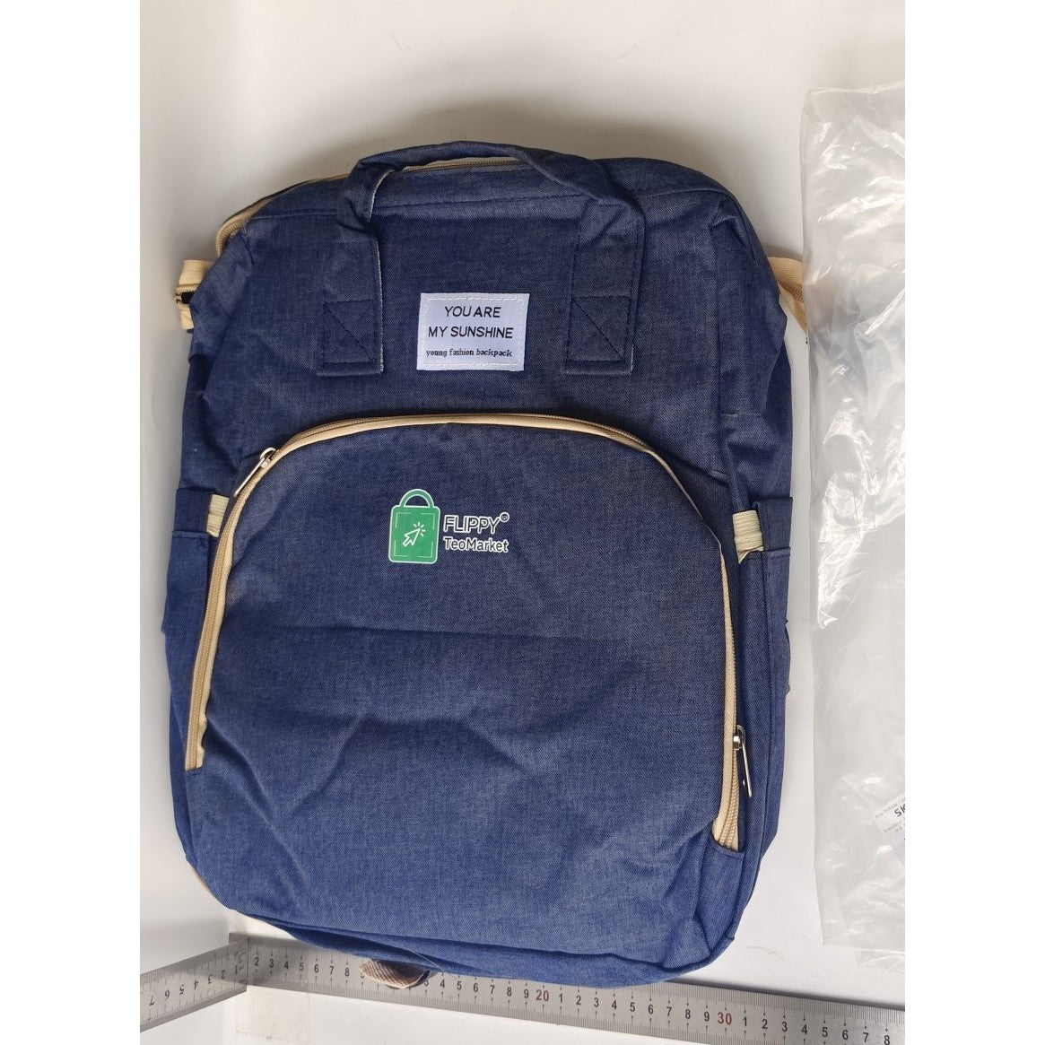 Rucsac Multifunctional pentru Mamici, Klevo, cu Patut Pliabil si Baza de Schimbat, Rezistent la Apa, Capacitate Mare, Usor, Compartimente Multiple, Buzunar Termic pentru Lapte, 42 x 32 x 22 cm, Albastru Inchis