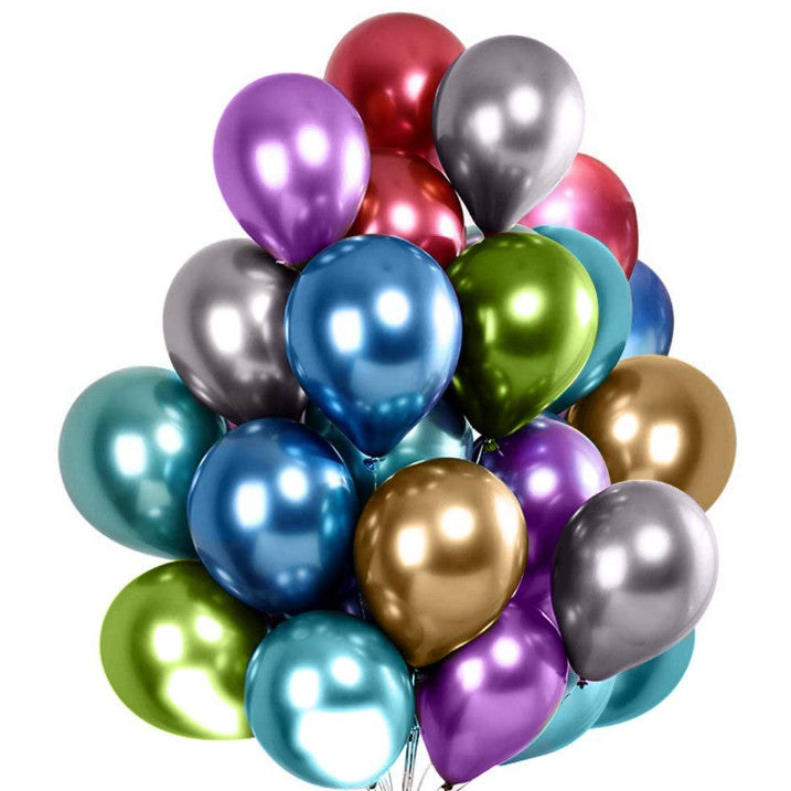 Set 10 Baloane din Latex Chrome, Klevo, Model Party, 23 cm, Multicolor, 2.2 g