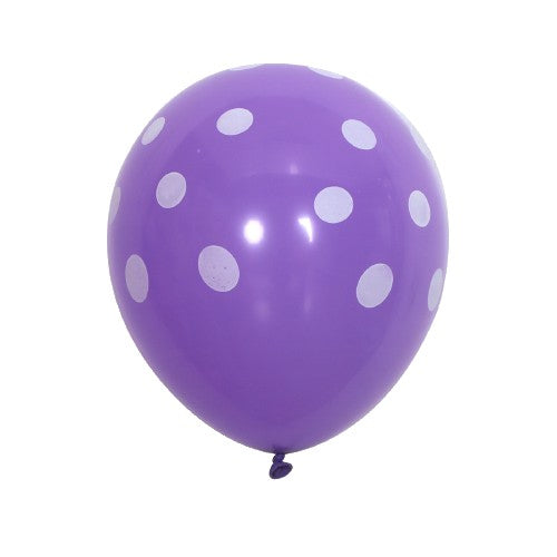Set 10 Baloane din Latex, Klevo, Model Party cu Buline si Simple, 30 cm, Mov, 2.8 g