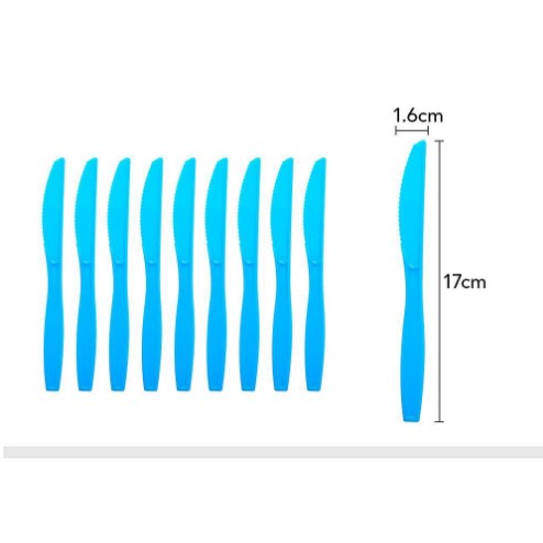 Set 10 Cutite de Unica folosinta, Klevo, Plastic 17x1.6 cm, albastru