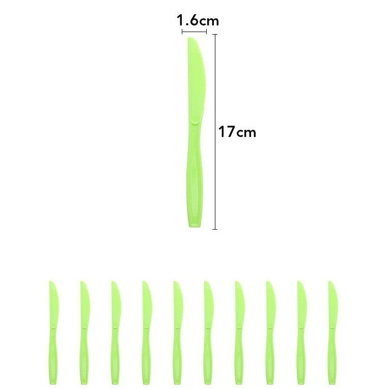 Set 10 Cutite de Unica Folosinta, Klevo, Colectia Dino Park, 17 x 1.6 cm, din Plastic PE, Verde