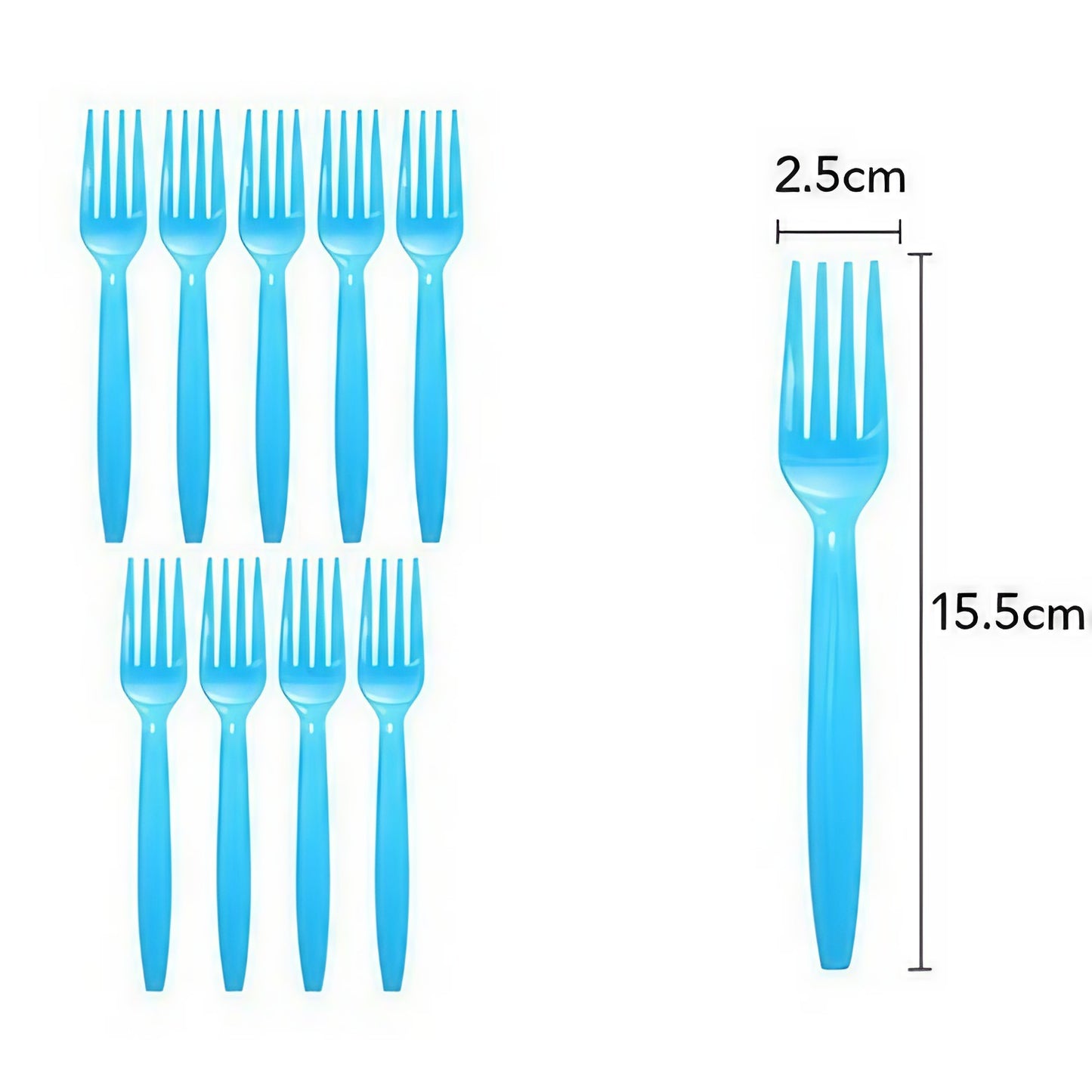 Set 10 Furculite de Unica Folosinta, Klevo, Plastic, 15.5 x 2.5 cm, Albastru