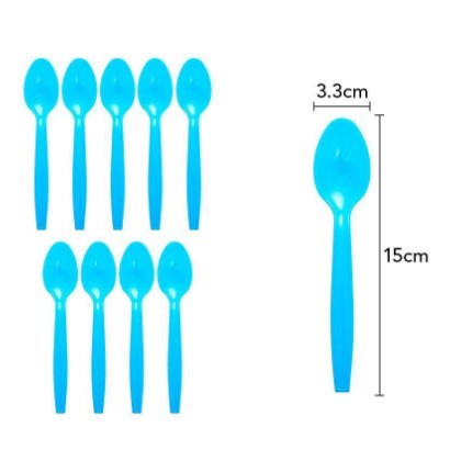 Set 10 Linguri de Unica Folosinta Klevo, Plastic, Albastru, 15x3.3 cm