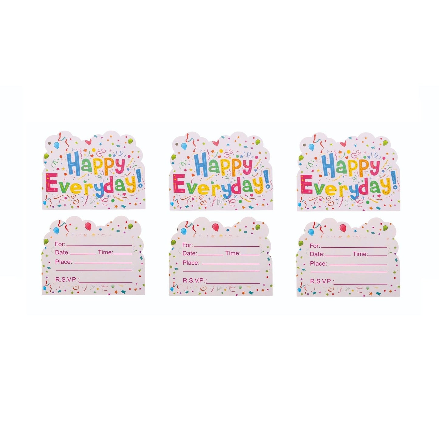 Set 10 Invitatii pentru Petrecere, Klevo, Model Happy Everyday, 17 x 12 cm, Multicolor